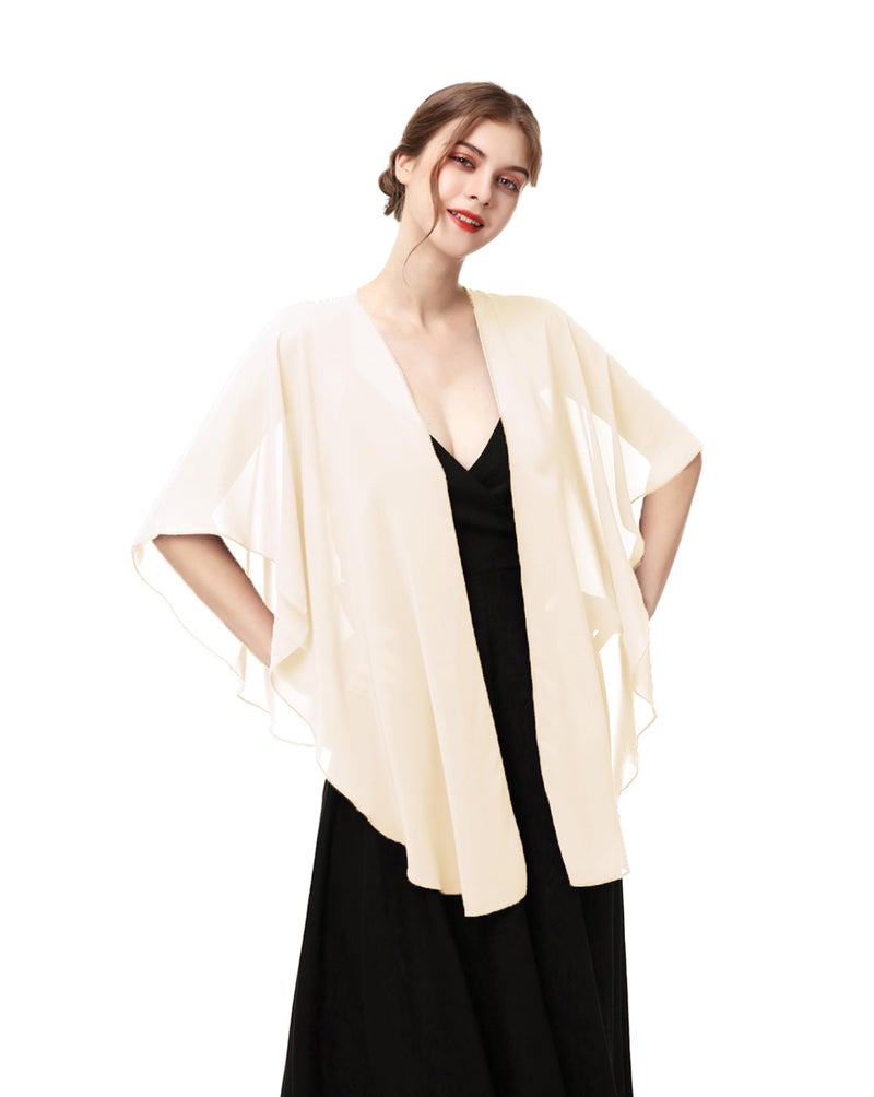 Hotshawl شالات شيفون نسائية من هوتشوال ولفائف، شال سكارف لحفلات الزفاف لفساتين السهرة (شامبانيا باهتة) - Image 2